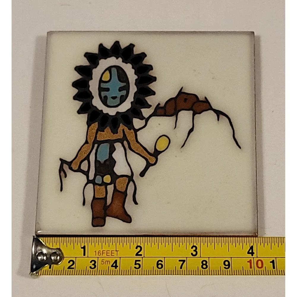MASTERWORKS Handcrafted Ceramic Art Tile Southwest Native American Sun Kachina